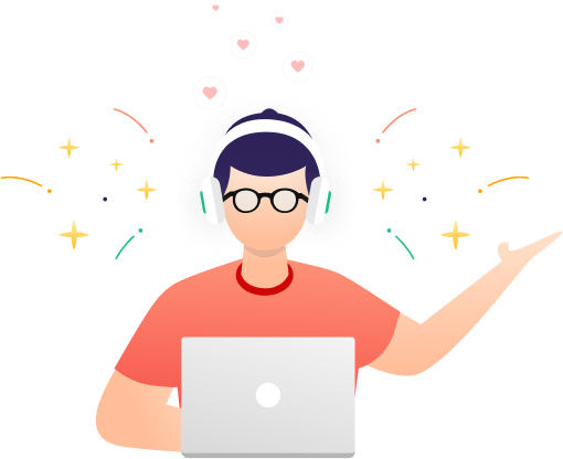 Ilustración de hombre trabando con una laptop