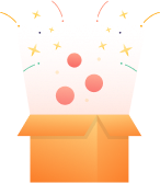 Ilustración de caja con destellos